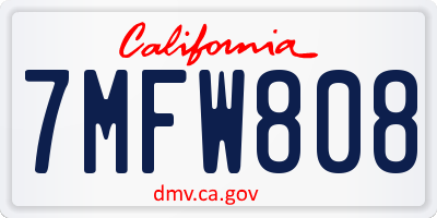 CA license plate 7MFW808