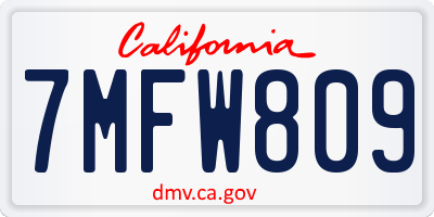 CA license plate 7MFW809