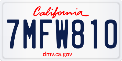 CA license plate 7MFW810