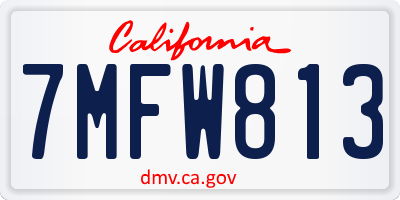 CA license plate 7MFW813