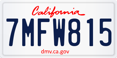 CA license plate 7MFW815