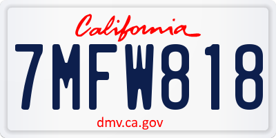 CA license plate 7MFW818