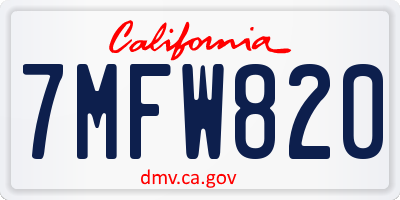 CA license plate 7MFW820