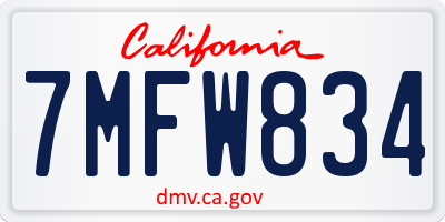 CA license plate 7MFW834