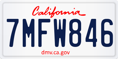 CA license plate 7MFW846