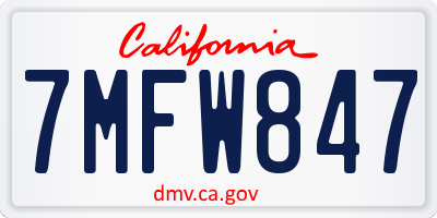 CA license plate 7MFW847