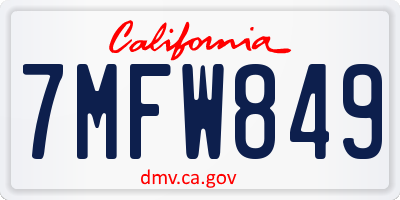 CA license plate 7MFW849