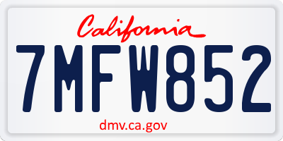 CA license plate 7MFW852