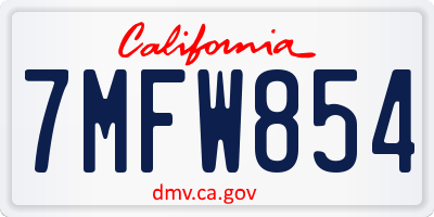 CA license plate 7MFW854