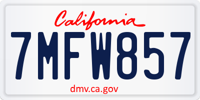 CA license plate 7MFW857
