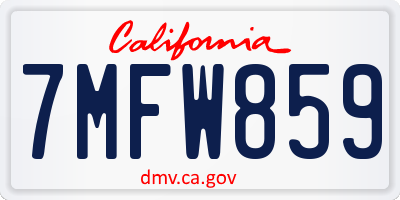 CA license plate 7MFW859