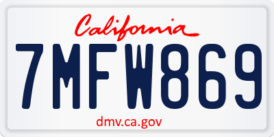 CA license plate 7MFW869