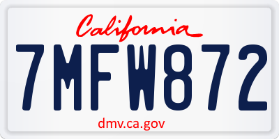 CA license plate 7MFW872
