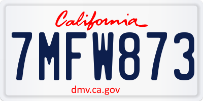 CA license plate 7MFW873