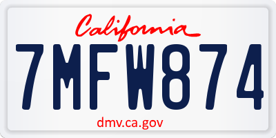 CA license plate 7MFW874