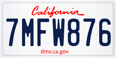 CA license plate 7MFW876