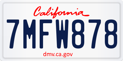 CA license plate 7MFW878