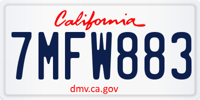 CA license plate 7MFW883