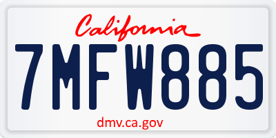 CA license plate 7MFW885