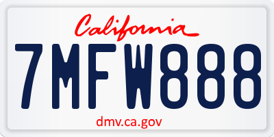 CA license plate 7MFW888