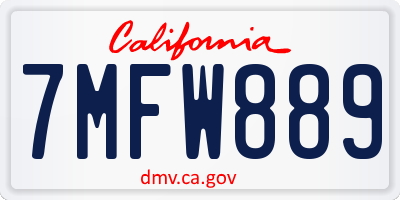 CA license plate 7MFW889