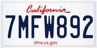 CA license plate 7MFW892