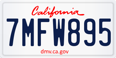 CA license plate 7MFW895