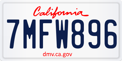 CA license plate 7MFW896