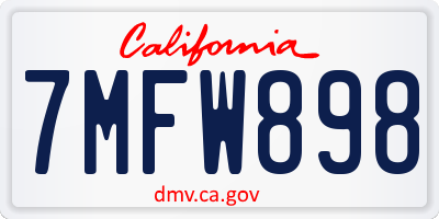 CA license plate 7MFW898