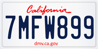 CA license plate 7MFW899