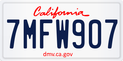 CA license plate 7MFW907