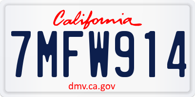 CA license plate 7MFW914