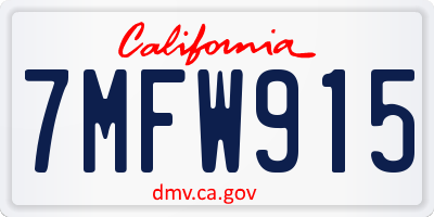 CA license plate 7MFW915