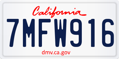 CA license plate 7MFW916