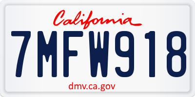 CA license plate 7MFW918