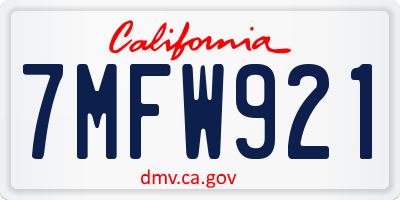 CA license plate 7MFW921