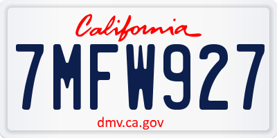 CA license plate 7MFW927