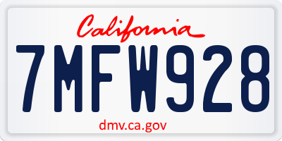 CA license plate 7MFW928