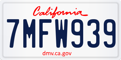 CA license plate 7MFW939
