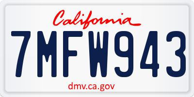 CA license plate 7MFW943