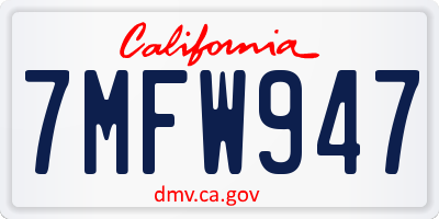 CA license plate 7MFW947