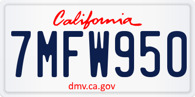 CA license plate 7MFW950