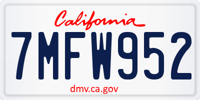 CA license plate 7MFW952