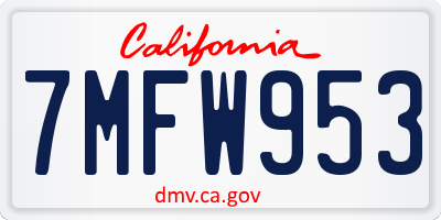CA license plate 7MFW953