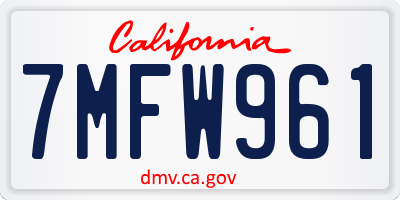 CA license plate 7MFW961