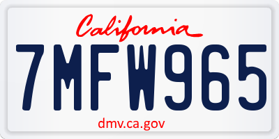 CA license plate 7MFW965
