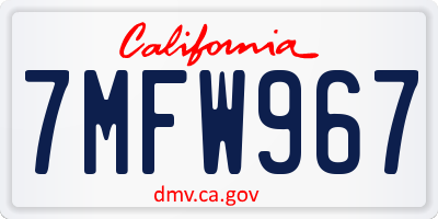 CA license plate 7MFW967