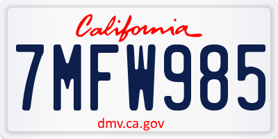 CA license plate 7MFW985