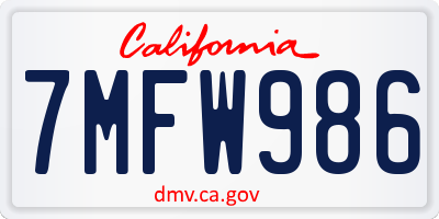 CA license plate 7MFW986