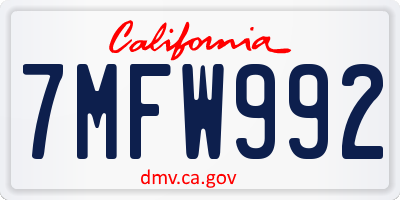CA license plate 7MFW992